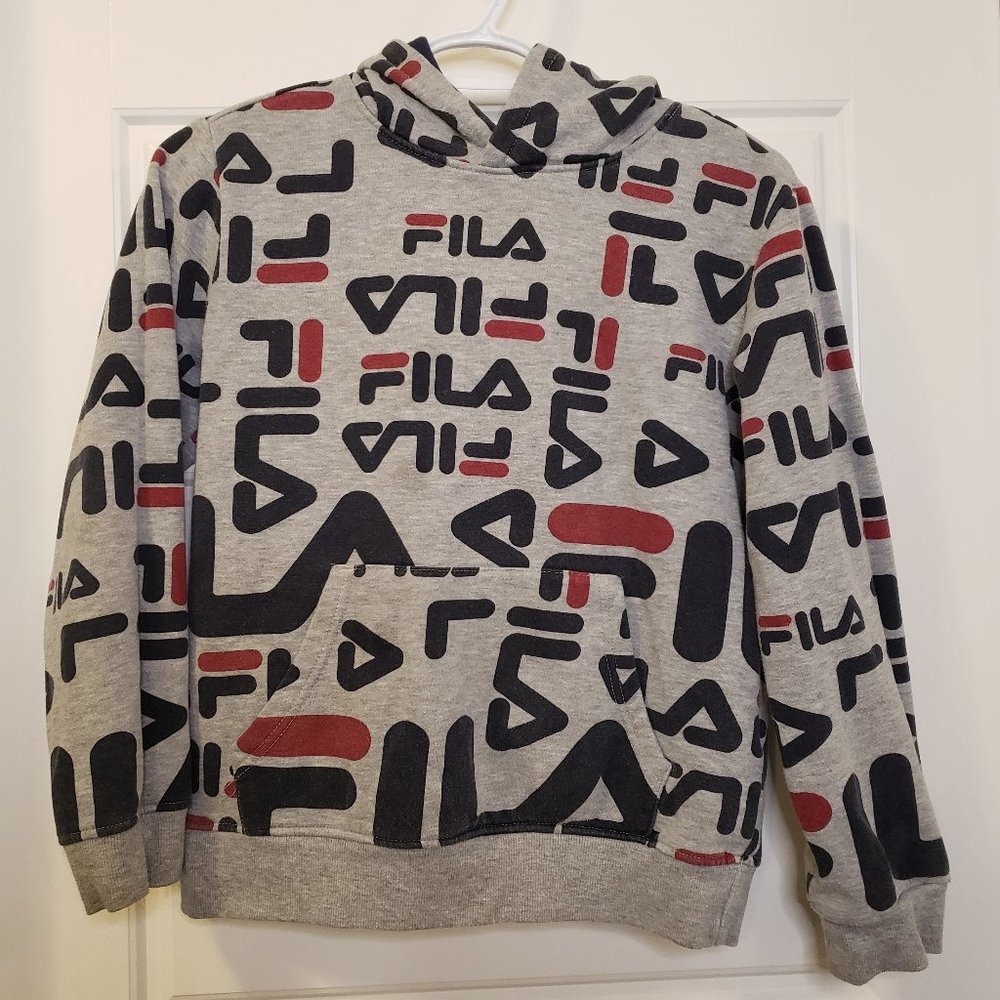 Fila Boy's Navy Red Heather Grey FILA Hoodie Sweatshirt - Size: L or 10/12